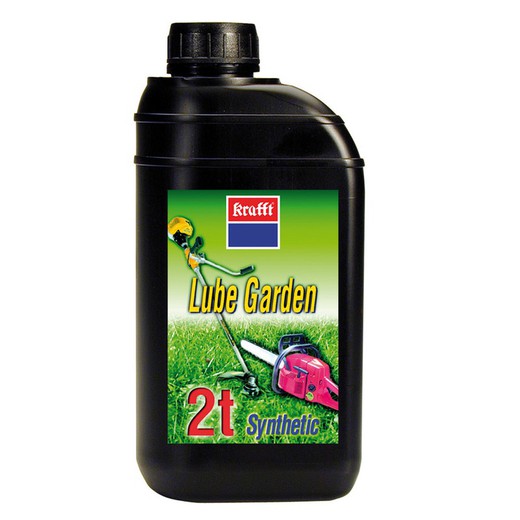 Aceite lubricante maquinaria de jardín KRAFFT. Aceite Sintético Para Motor 2T 1 L.