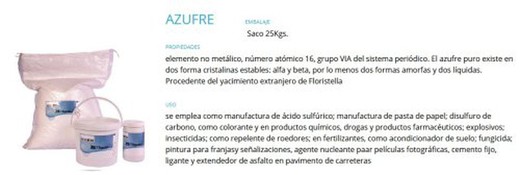 Azufre Floristella Saco 25Kg(Ede) precio kg