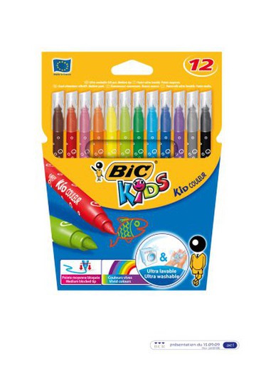 Marqueur Bic pour enfants 12 couleurs