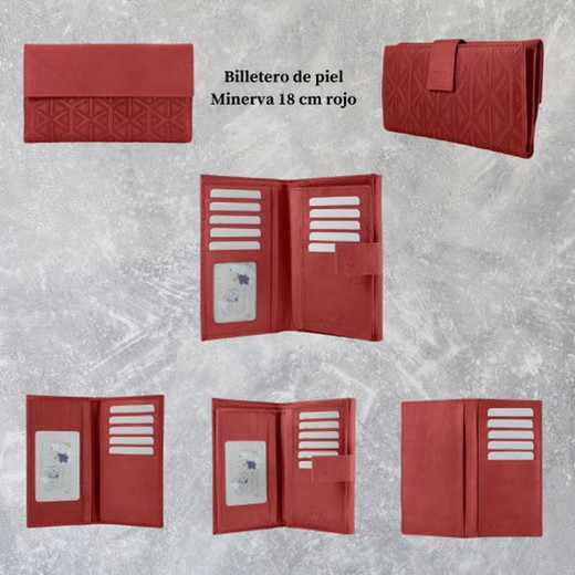 Billetero Piel Minerva 18cm. Rojo    48r