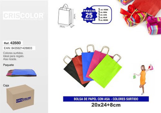 Bolsa Asa Colores Surt(25u)20+8x24 42880