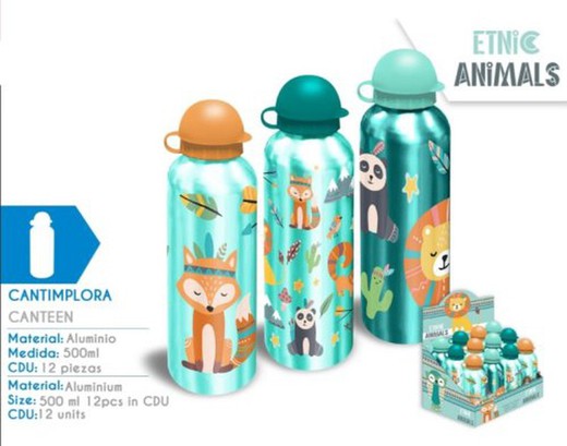 Botella Aluminio Animales 500Ml Kl11344