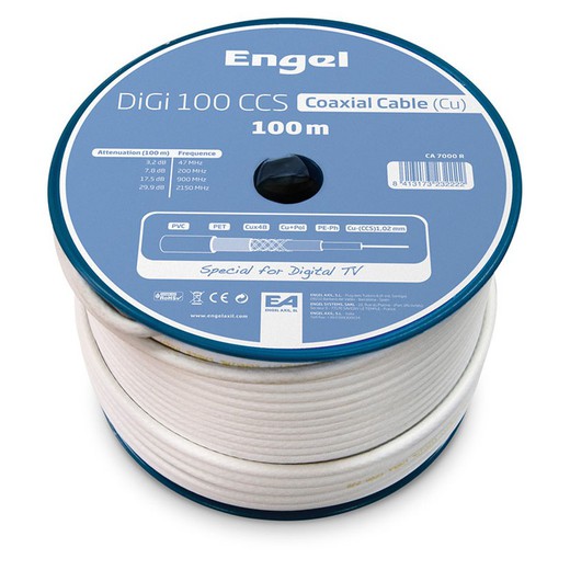 Cabo coaxial de antena de TV AXIL Cable Coax.Coil 100M.Prof.Digi-100Ccs