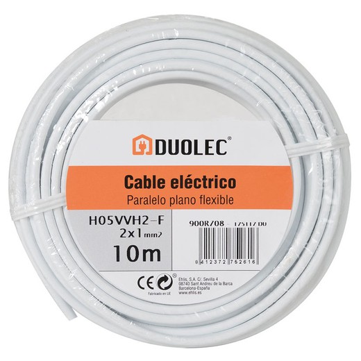 Cable elèctric paral·lel àudio DUOLEC Cable Elect.Paral·lel 2X1 10M Blan Duolec