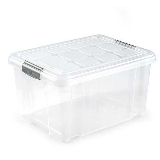 Caixa de armazenamento multiuso Caixa de plástico. 16L. Prata 40X30X21 cm.