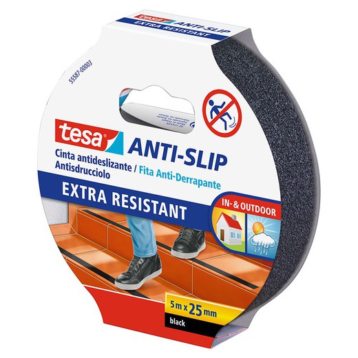 Cinta adhesiva antilliscant TESA 55587/ 60950 Cinta Antilliscant 25Mm-5M Negra