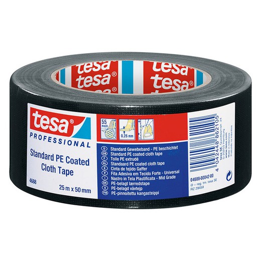 TESA Gaffer American Tape 4688 Gaffer Woven Tape 50Mmx25M Preto