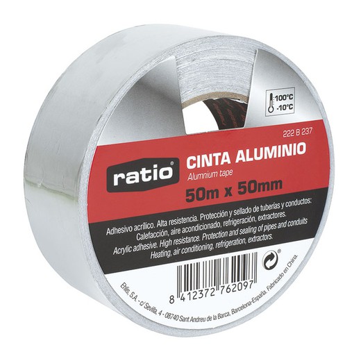 RATIO ruban aluminium. Ruban Adhésif Aluminium 50Mmx50M