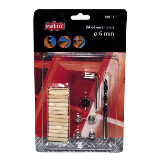 Cavilhas de madeira, kit de montagem RATIO 6830 Conjunto de montagem de madeira 6Mm.Ratio