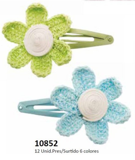 Clip Ranita 6 Cm. Flor Ganchillo R-10852