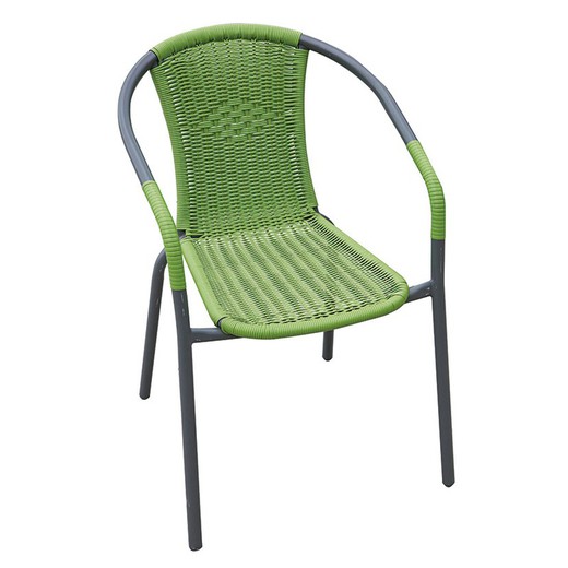 Ensemble de terrasse de base. Chaise de base empilable en acier/fibre. Vert