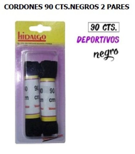 Cordon Pla 90Cm Negre 2Pares R-12006