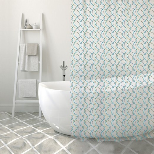 Cortina Baño Pvc 180X200Cm.Algae Blue