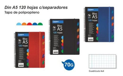 Cuaderno Campus 120H/Separ A/5  03055