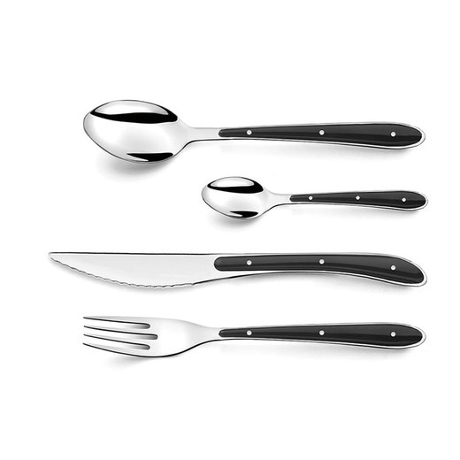 Cubiertos Inox.+Pp Negro 24 Pzs. Bistro