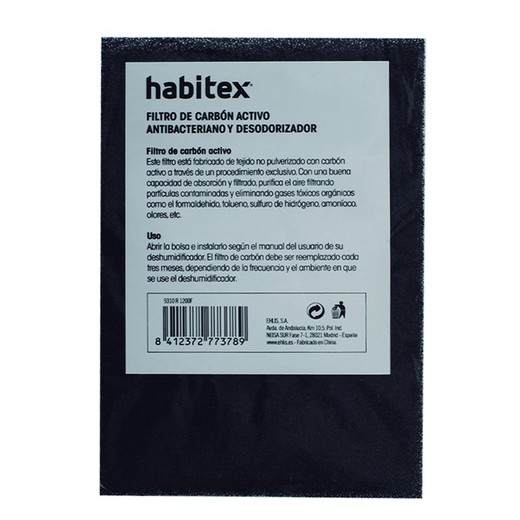 Deshumidificador HABITEX H-1200. Filtro Carbon Act. Deshumi.H1200.Habitex