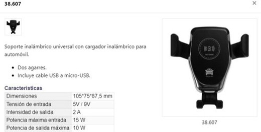 Dh Cargador Coche Inalambrico R-38607