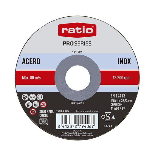 Disco Corte Inox/Metal 125X1  Ratio+