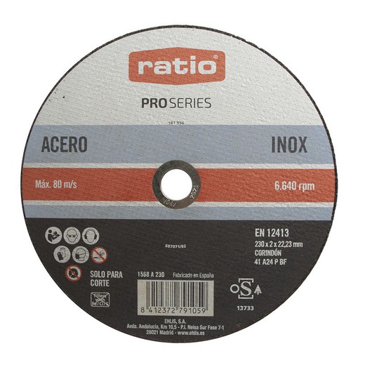 Disco Corte Inox/Metal 230X2  Ratio+
