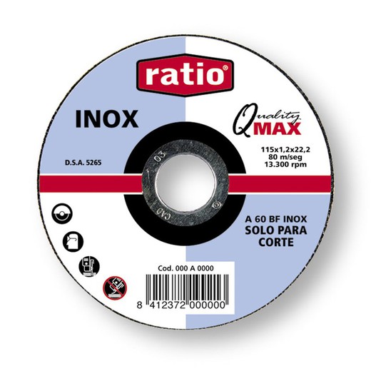 Disco corte inox/metal RATIO Quality Max. Disco Corte Inox/Metal 115X1  Ratio