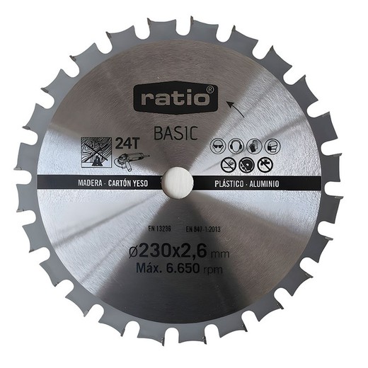 Disco corte para madera Ø 230x2.6x22.23 mm.