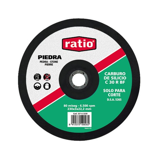 Disco corte piedra RATIO Disco Corte C.Silicio 115X3X22Rat