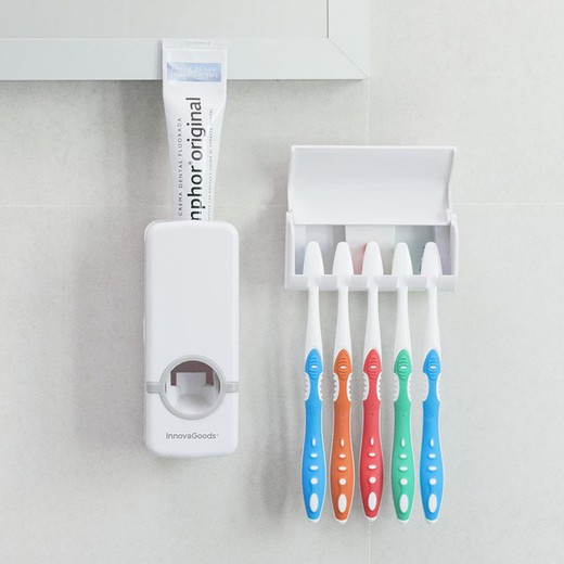 Dispensador pasta dental + soporte cepillos INNOVAGOODS Dispensador Pasta Dent.+Soporte Cepillos