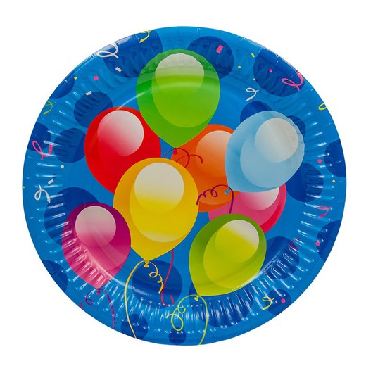 Display 12 Packs 8 Platos 18Cm. Balloons