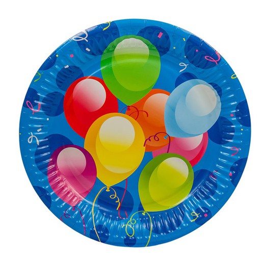 Display 12 Packs 8 Platos 23Cm. Balloons