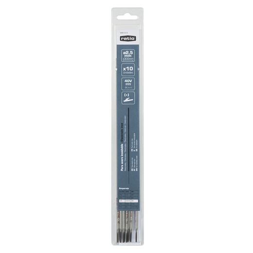 Elèctrodes soldadura RÀTIO Elèctrode Inox. 2,5Mm. 10 Udat. Ràtio