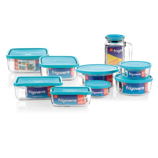 Lunch box hermétique en verre FRIGOVERRE Hermetico Frigoverre 26X21 Couvercle Bleu