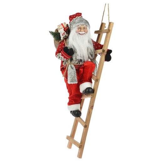 Papa Noel polipropileno con escalera madera.