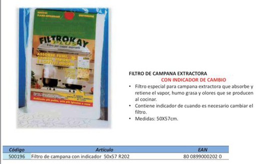 Filtro Campana Ald. Con Indicador 50X57