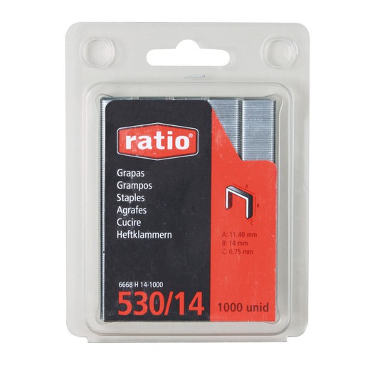 Agrafes RATIO mod. 530. Agrafes 530 6 mm Blister 1000 Unid.Ratio