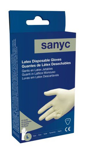 Guante Latex Empolvado T/8 Gde (Pack 10)