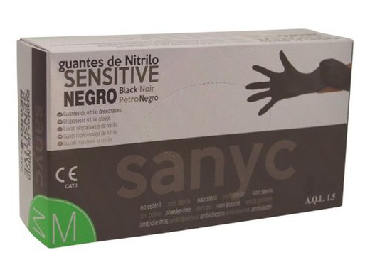 Guante Nitrilo Sensible Negro (G) (100)