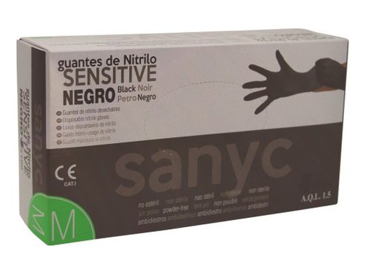 Guante Nitrilo Sensible Negro (M) (100)
