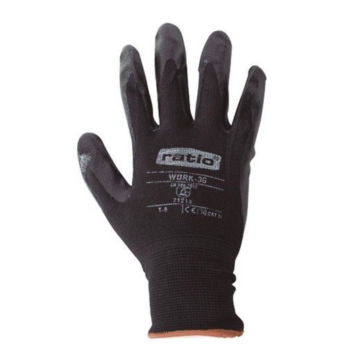 Luva de nylon com revestimento de nitrilo preto T/10