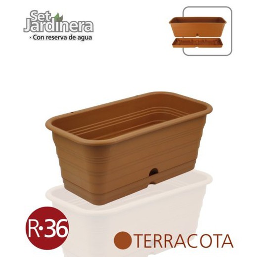 Jardinera Con Plato Marron 36Cm R-940