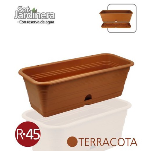 Jardinera Con Plato Marron 45Cm R-943