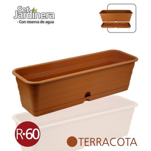 Jardinera Con Plato Marron 60Cm R-946