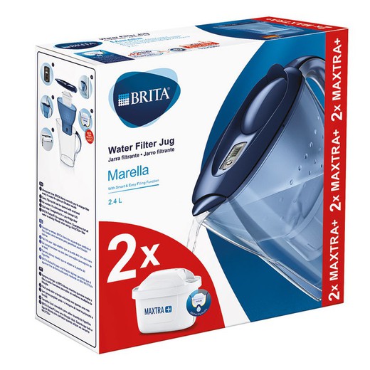 Pichet bleu BRITA Marella + 2 filtres MX+