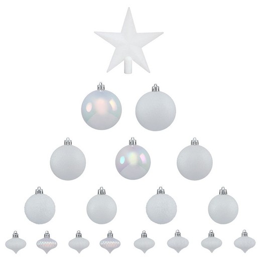 Kit decoración navidad. Blanco. 18 piezas.