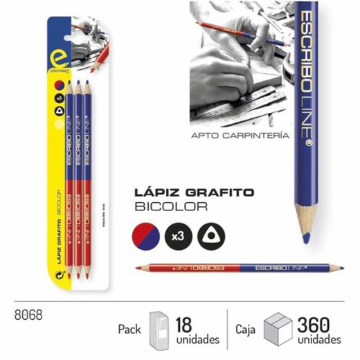 Lapiz Carpintero Bicolor Set-3-  8068