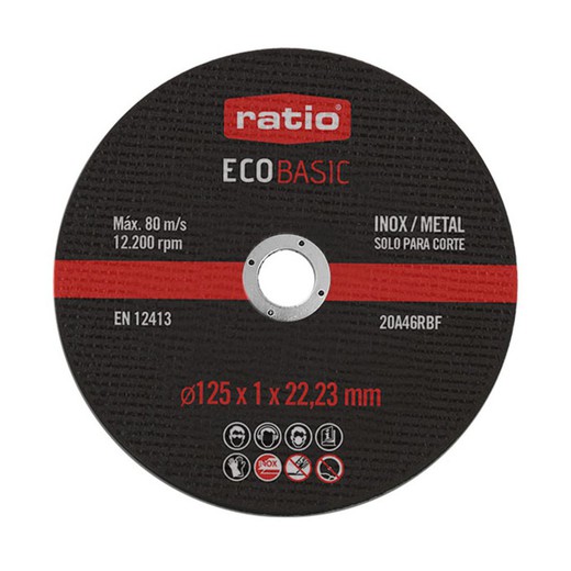 Boîte de 10 disques. Acier inoxydable Eco Basic Cut 125Mm