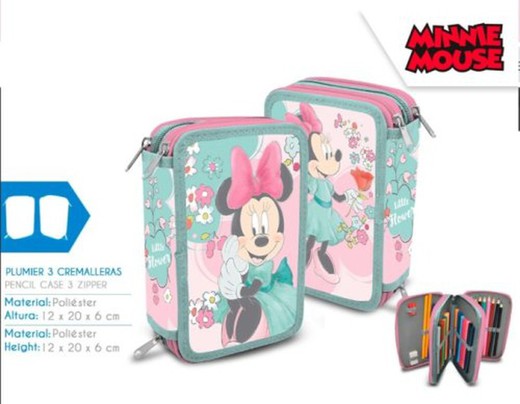 Minnie Estuche Plumier 3 Cremaller 22089