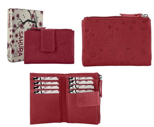 Monedero Piel Sakura 12X8  370617 Rojo