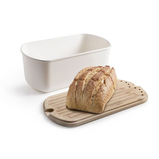 Corbeille à pain en mélamine IBILI + planche à découper en bambou