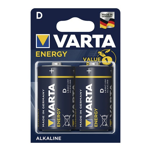 Pila alcalina VARTA Energy. Bl.2 Pilas Alc. Varta Energy Lr20 D