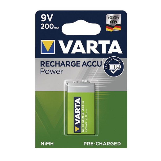 Batterie rechargeable VARTA. Bl.1 Pile Rec.9V. 200 Mah prêt à l'emploi